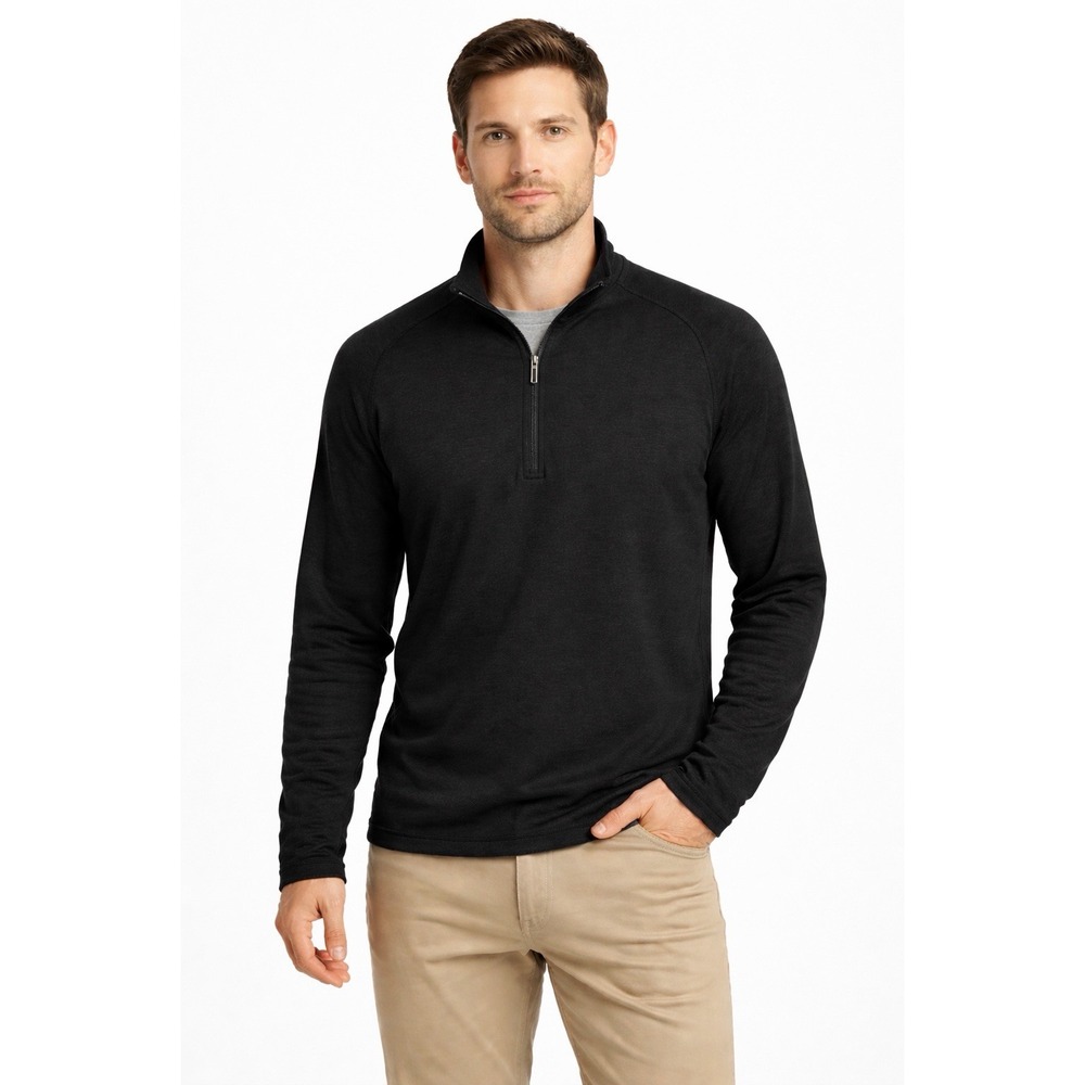 Smartwool Men's XXL Merino Wool Quarter Zip Pullover Black Performance Top